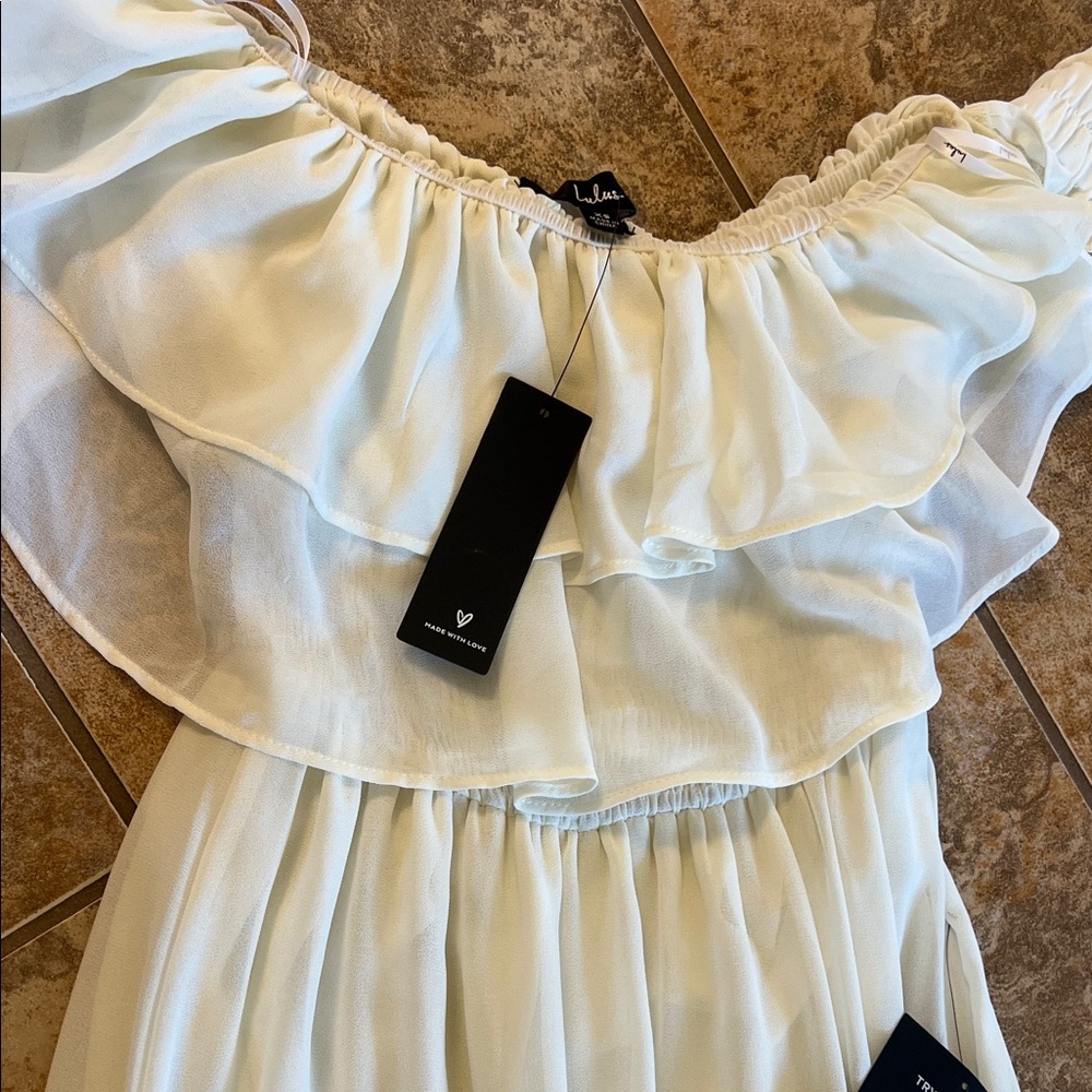 Lulu's Cream Off-Shoulder Ruffle Dress - Picture 2 of 3